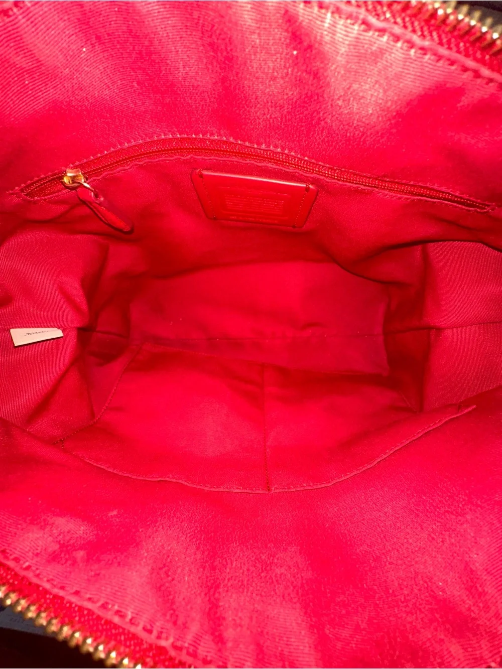 Coach Red Pebble Leather Shoulder Bag with Gold Hardware. Style G1748/F36675